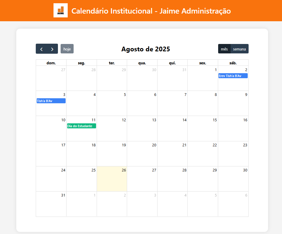 Calendário Institucional